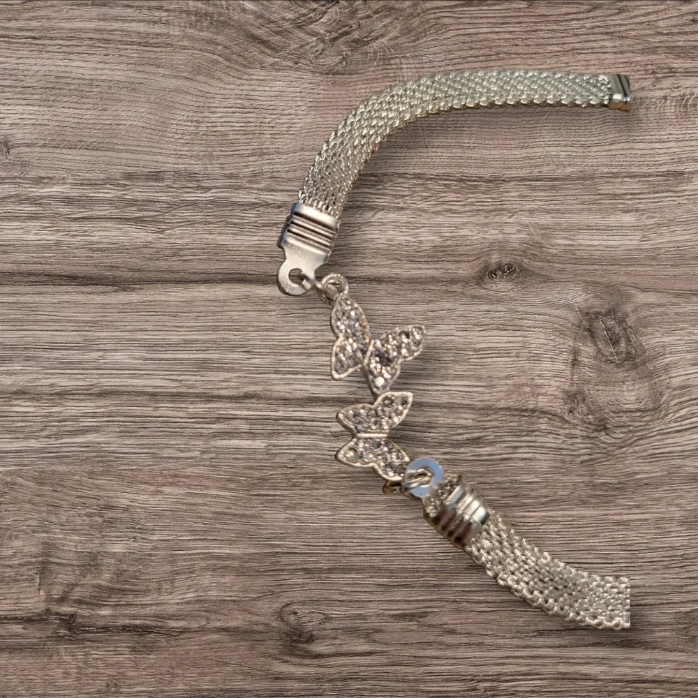 🩷3 for $15: 2-Piece Silver & Crystal Bracelets, 1 Butterfly & 1 Moon, 7
